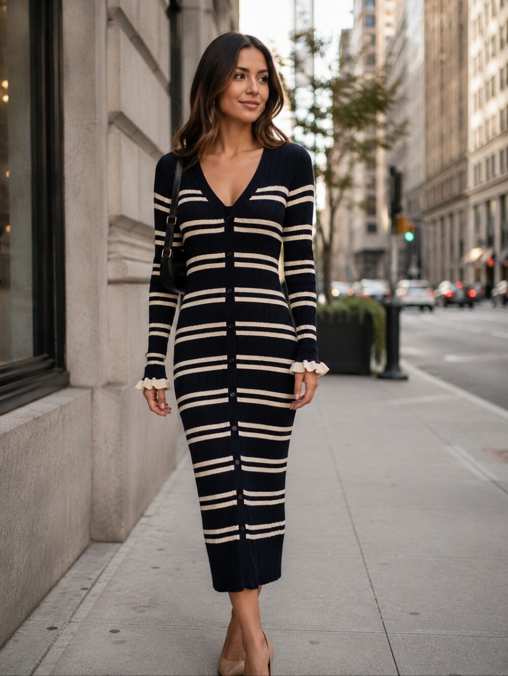 YAS Knitted Dress 'YASMIQLO' In Navy Size Small